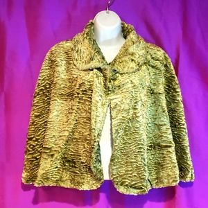 Shiny Green Fauci Fur Cape